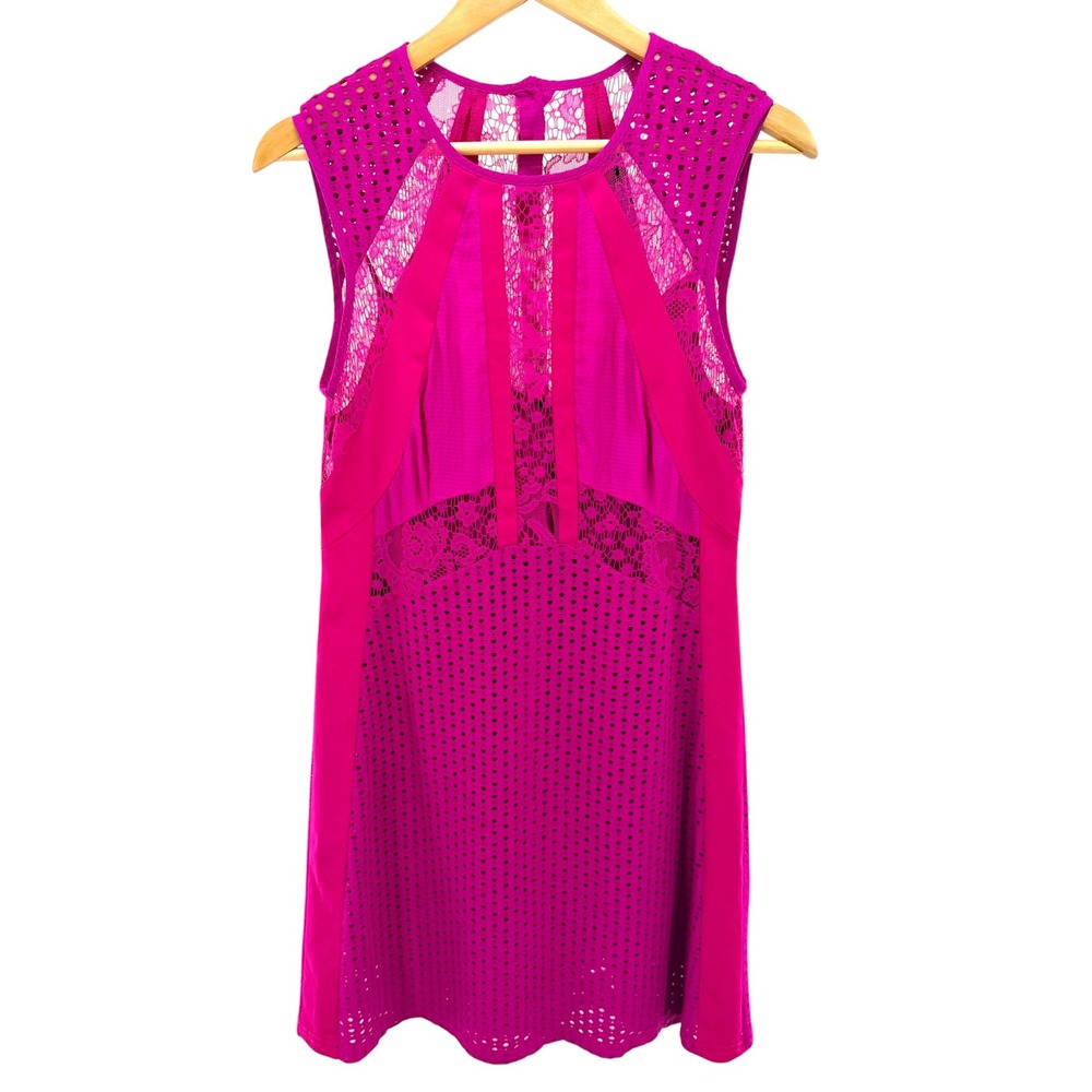Nanette Lepore Magenta Pink Lace Eyelet Sleeveless Mini Dress S Romantic Party